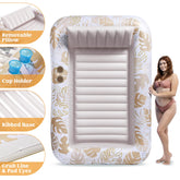 SLOOSH Inflatable Tanning Pool Lounger Float for Adults, 85" x 57" Oatmeal White XL